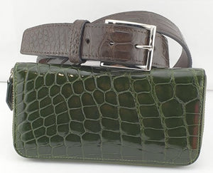 Bundle 5 - NMB 35mm(Brown)(Belt-Matte)+NSB 6742 (Olive)(Ladies Long Purse-Glazed)