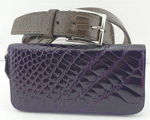 Bundle 5 - NMB 35mm(Brown)(Belt-Matte)+NSB 6742 (Violet)(Ladies Long Purse-Glazed)