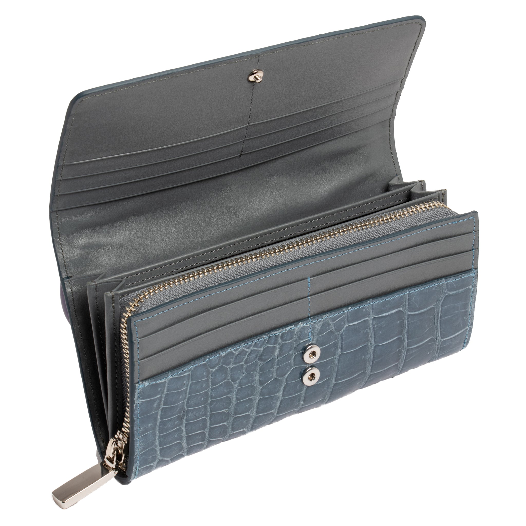 Ladies Long Purse NSB 81164 Blue Grey Glazed