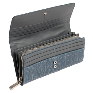 Ladies Long Purse NSB 81164 Blue Grey Glazed